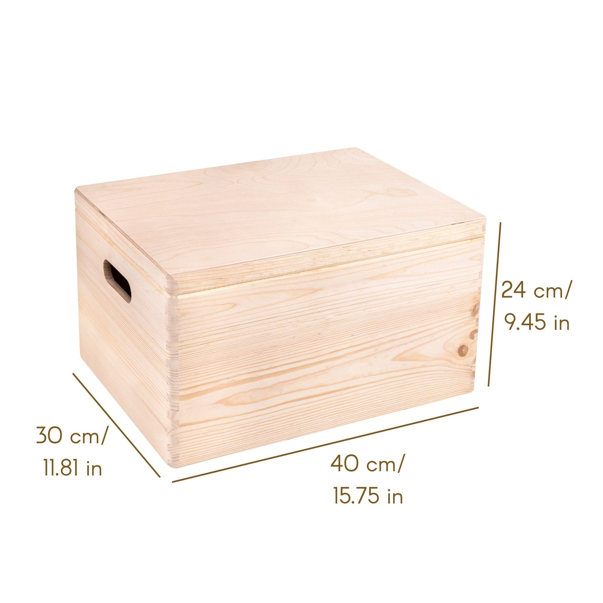 Creative Deco Holzkiste mit Deckel XXL groß 40x30x24 cm Erinnerungsbox Baby Holzbox, mit Griffen, Scharnieren