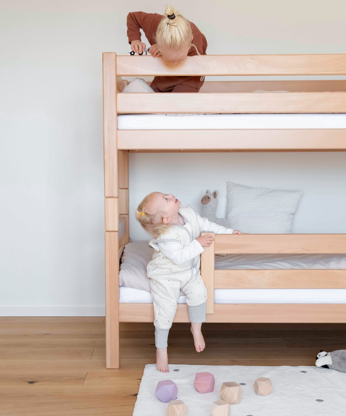 Etagenbett Buche Mittelhoch Transparent lackiert