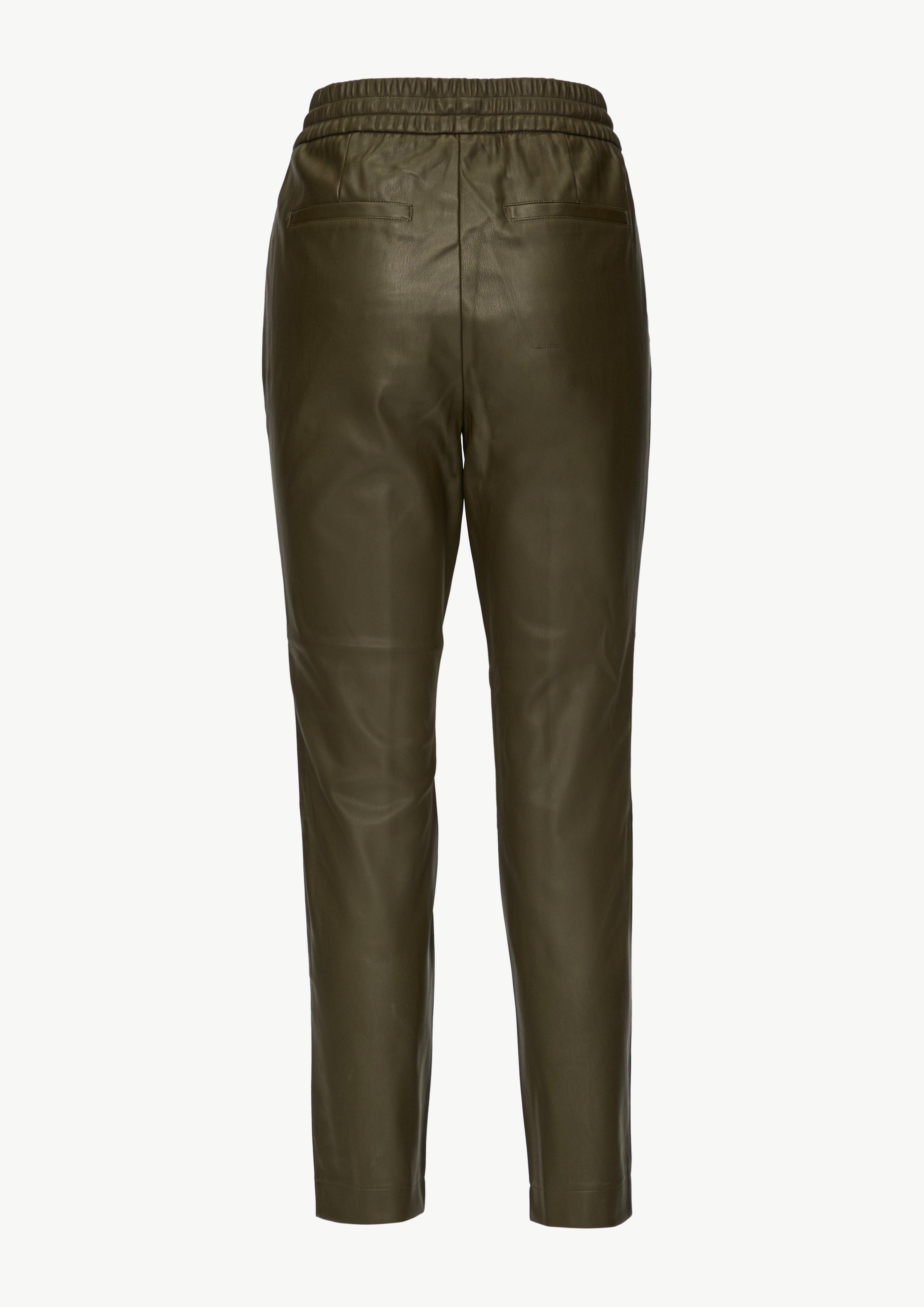 Jogpants aus Kunstleder - olivgrün