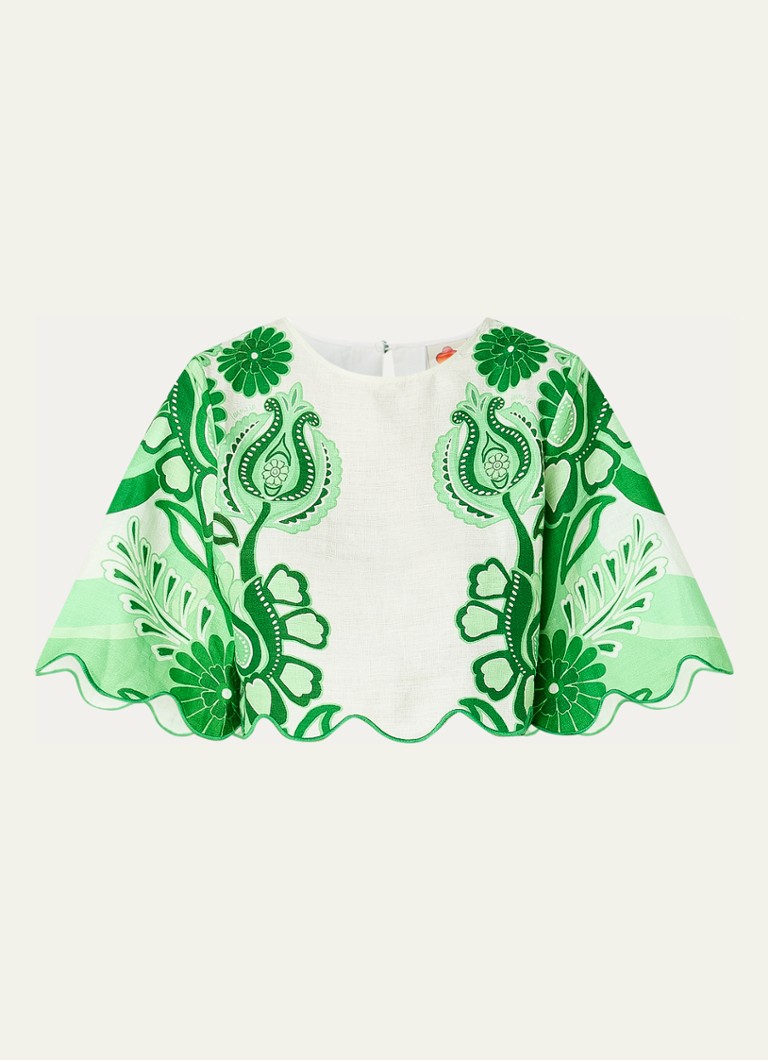 Top corto in lino Farm Rio con stampa floreale