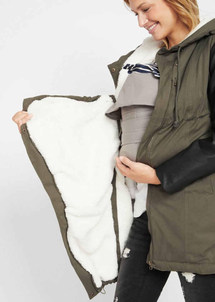 Umstandsjacke mit Teddyfutter / Tragejacke