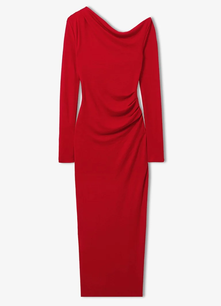 Reiss Becky midi haljina s jednim ramenom od džerseja
