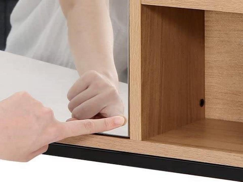 EUGAD Badezimmerspiegelschrank aus Metall Holzwerkstoff, 60 x 58 x 16 cm