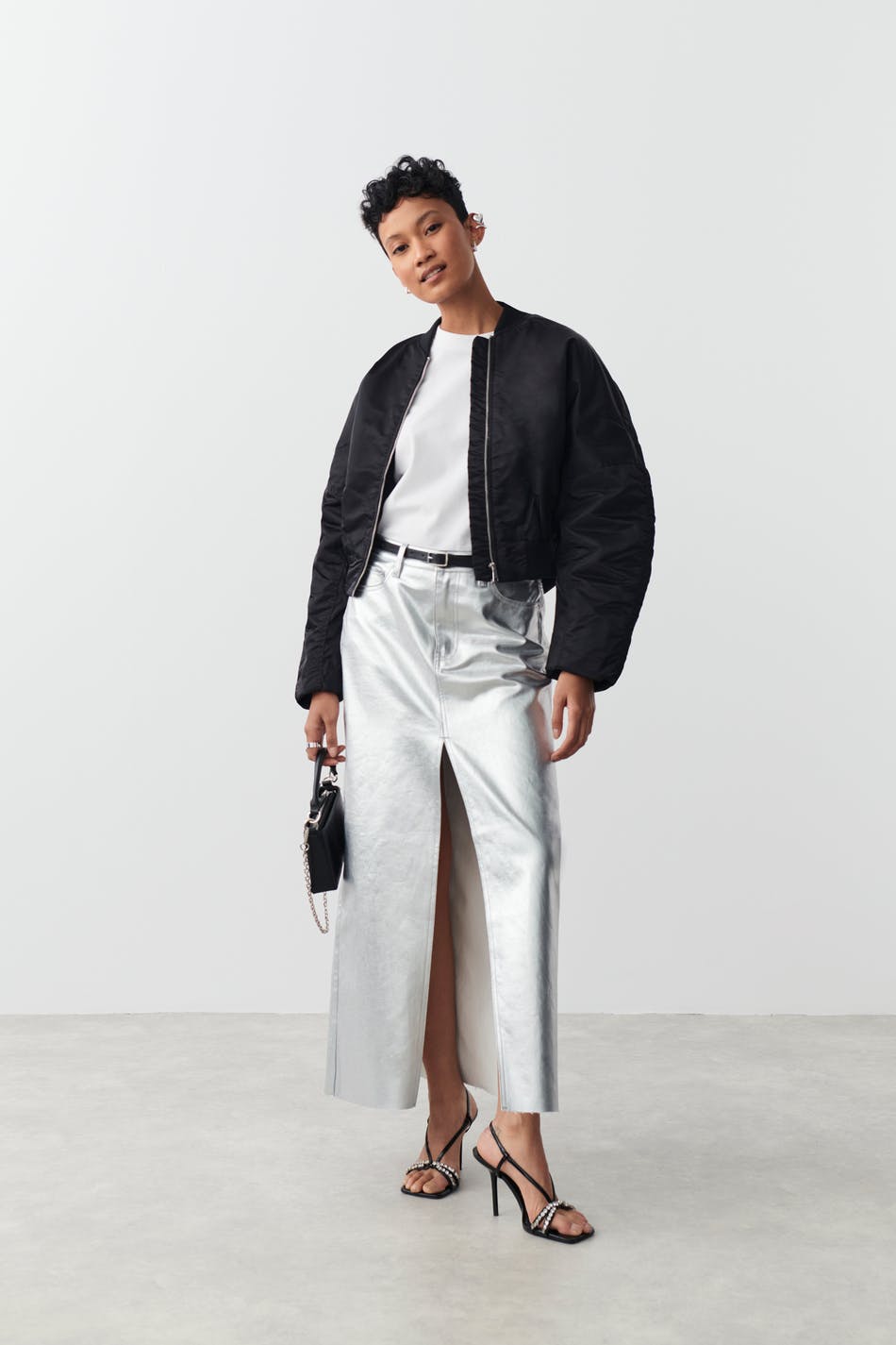 Metallic maxi skirt