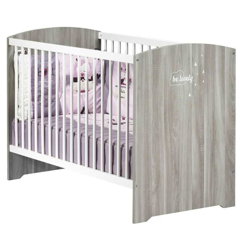 Lit bébé 120x60 sérigraphié chêne Silex Smile