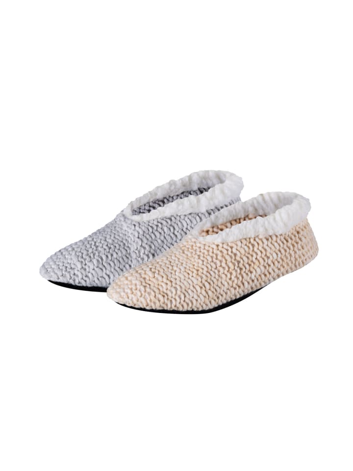 camano Slipper 2er Pack warm & cozy in light grey beige günstig kaufen