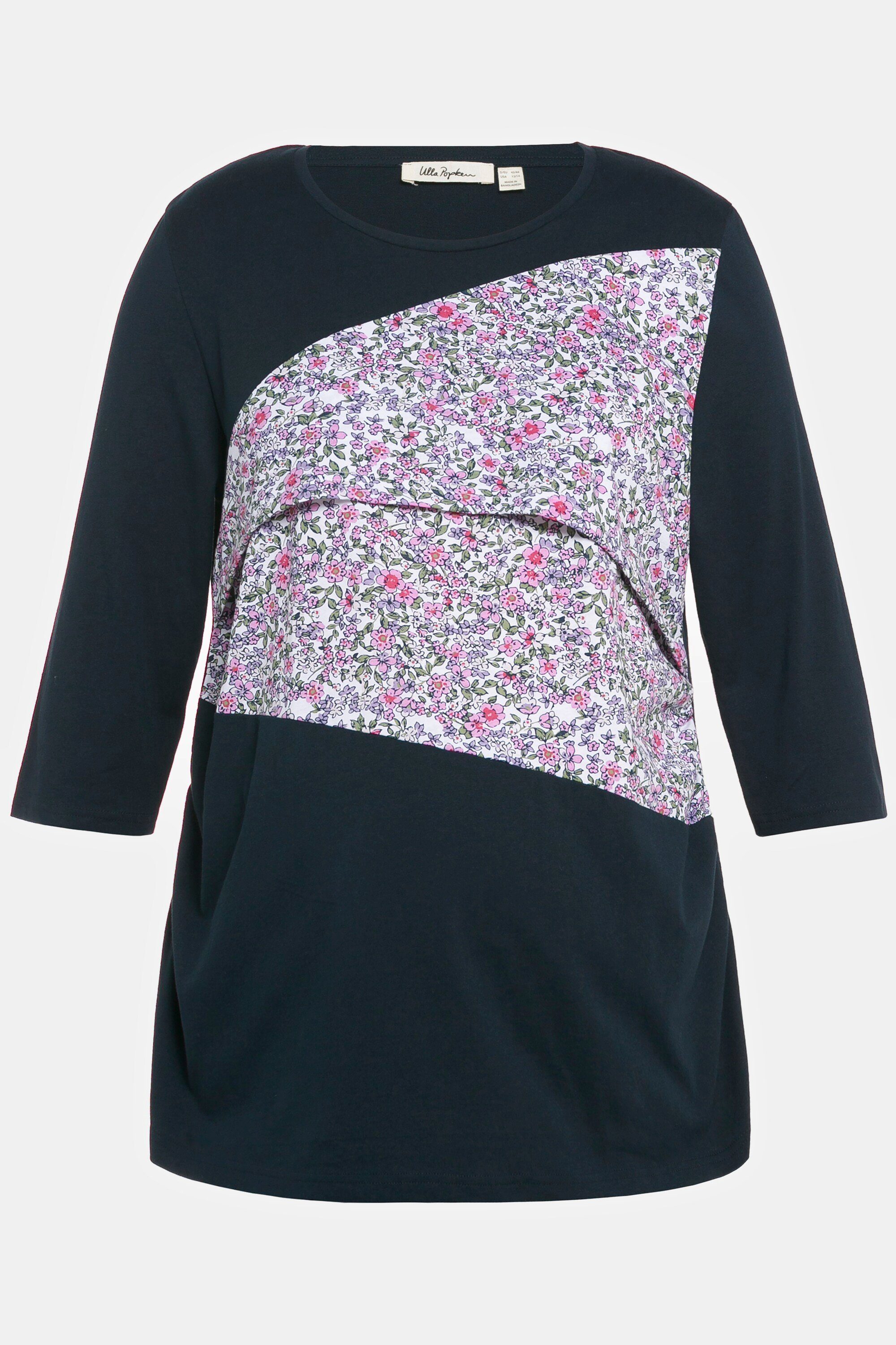 Ulla Popken Umstandsshirt Bellieva-Shirt Stillfunktion A-Linie Blumen