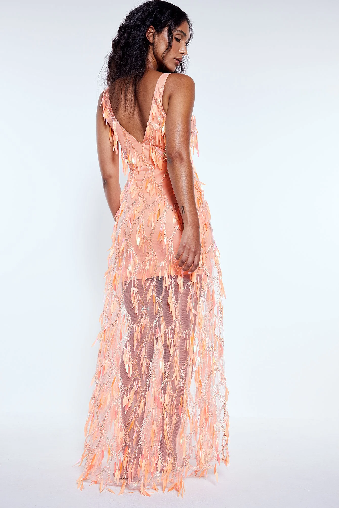 V-Ausschnitt Maxikleid