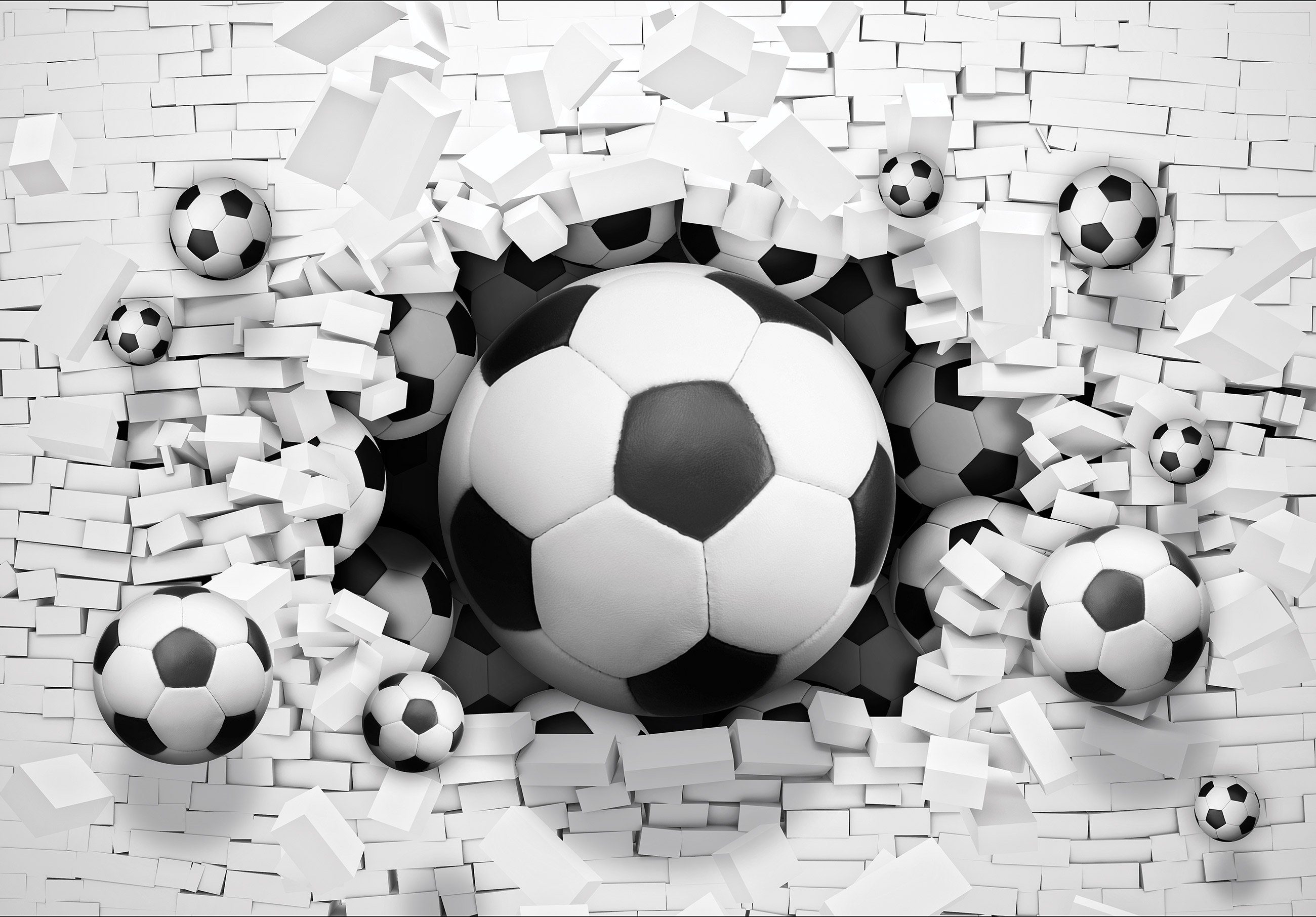 Wallarena Fototapete Kinderzimmer Jungen Fußball 3D EFFEKT Tunnel Puzze Kinderl Vlies Tapete für Jungenzimmer oder Babyzimmer Vliestapete Wandtapete Motivtapete, Glatt, 3D-Optik, Vliestapete inklusive Kleister