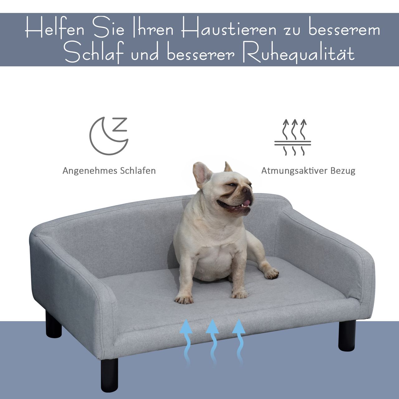PawHut Hundesofa mit Weichem Bezug Haustiersofa Hundebett Katzensofa Holzbeinen