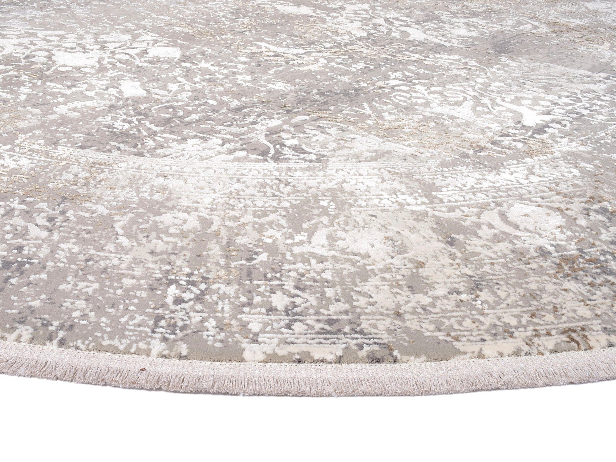 Teppich BESTSELLER CAVA, OCI DIE TEPPICHMARKE, rund, Höhe: 8 mm, Glanz Viskose, Hoch Tief Struktur, mit Fransen, Wohnzimmer