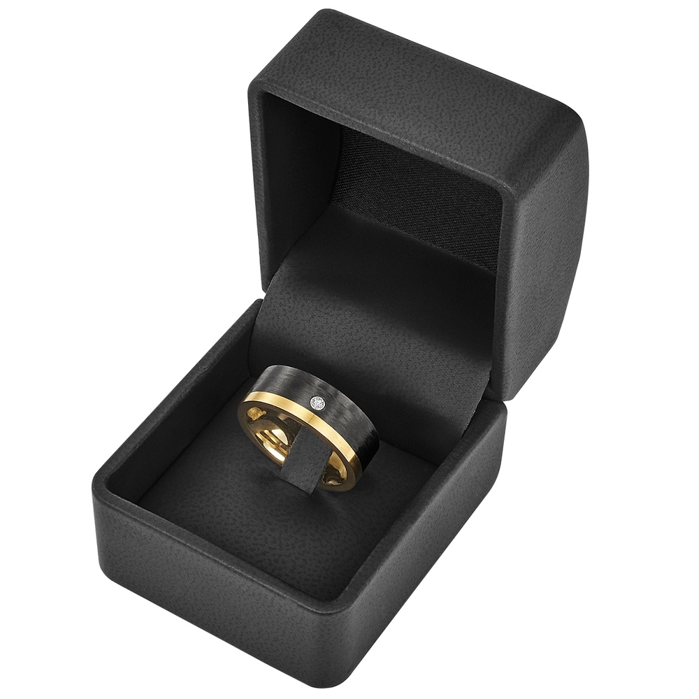 Trilani Bague en acier inoxydé Acier inoxydable Oxyde de zirconium (CZ) en Or jaune Bague