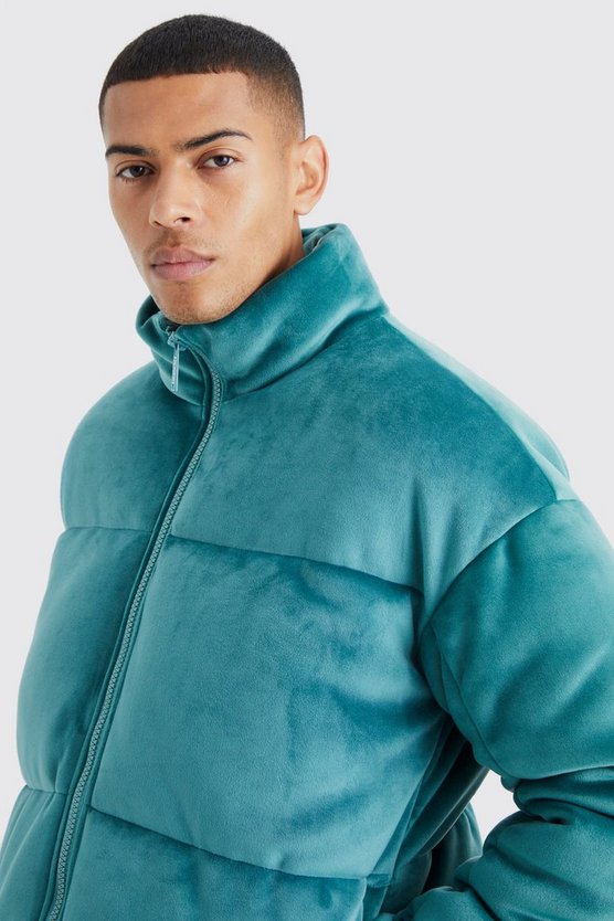 Plus Wildleder-Steppjacke mit Trichterkragen