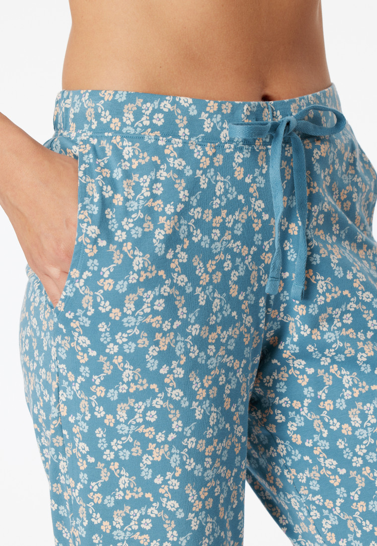 Hose 3/4-lang Blumen blaugrau - Mix+Relax