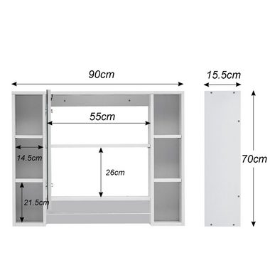CLIPOP Spiegelschrank Badeschrank mit LED Wandspiegel mit Touchschalter, verstellbaren Regalen & Handtuchhalter