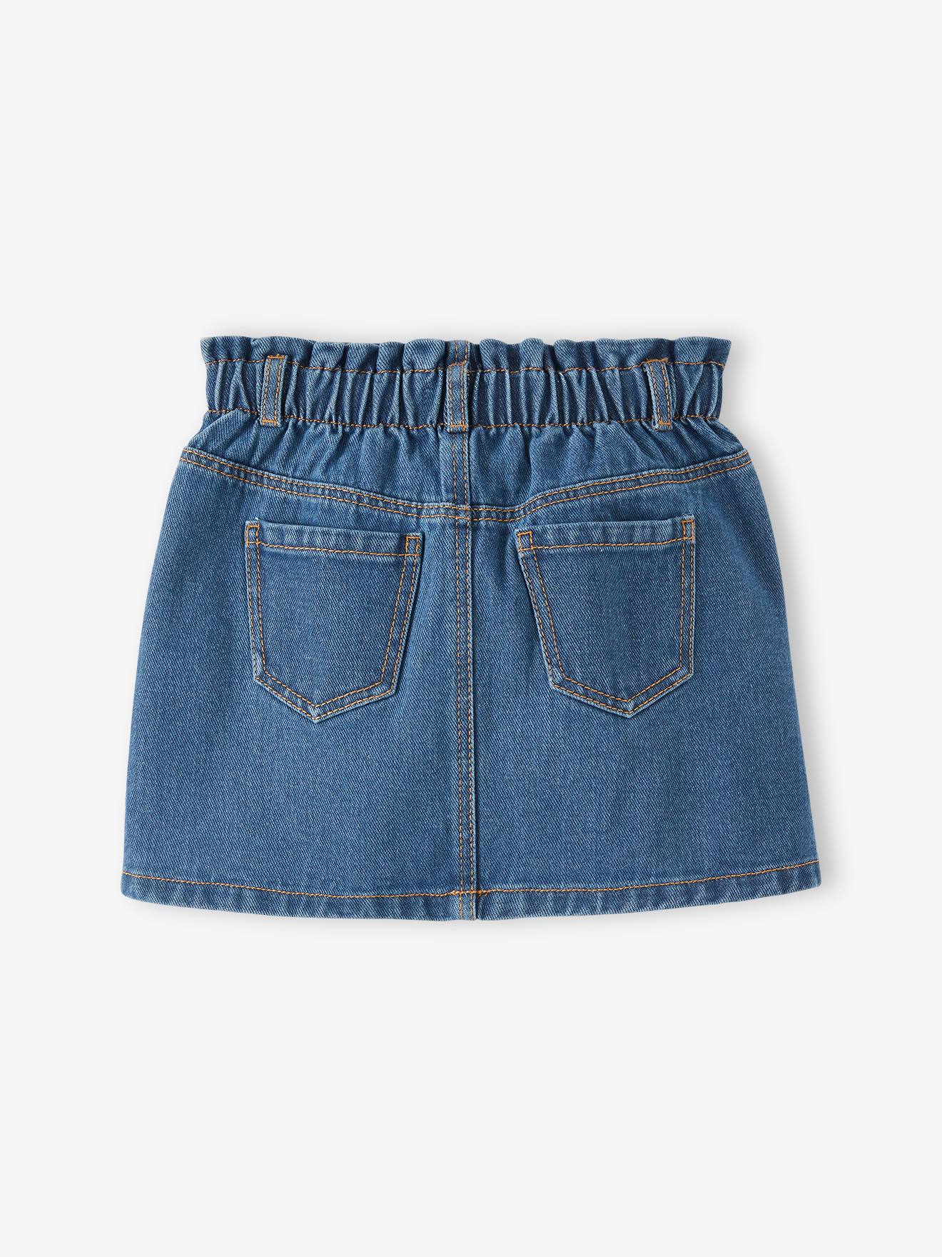 Vertbaudet Mädchen Paperbag-Jeansrock - blue stone