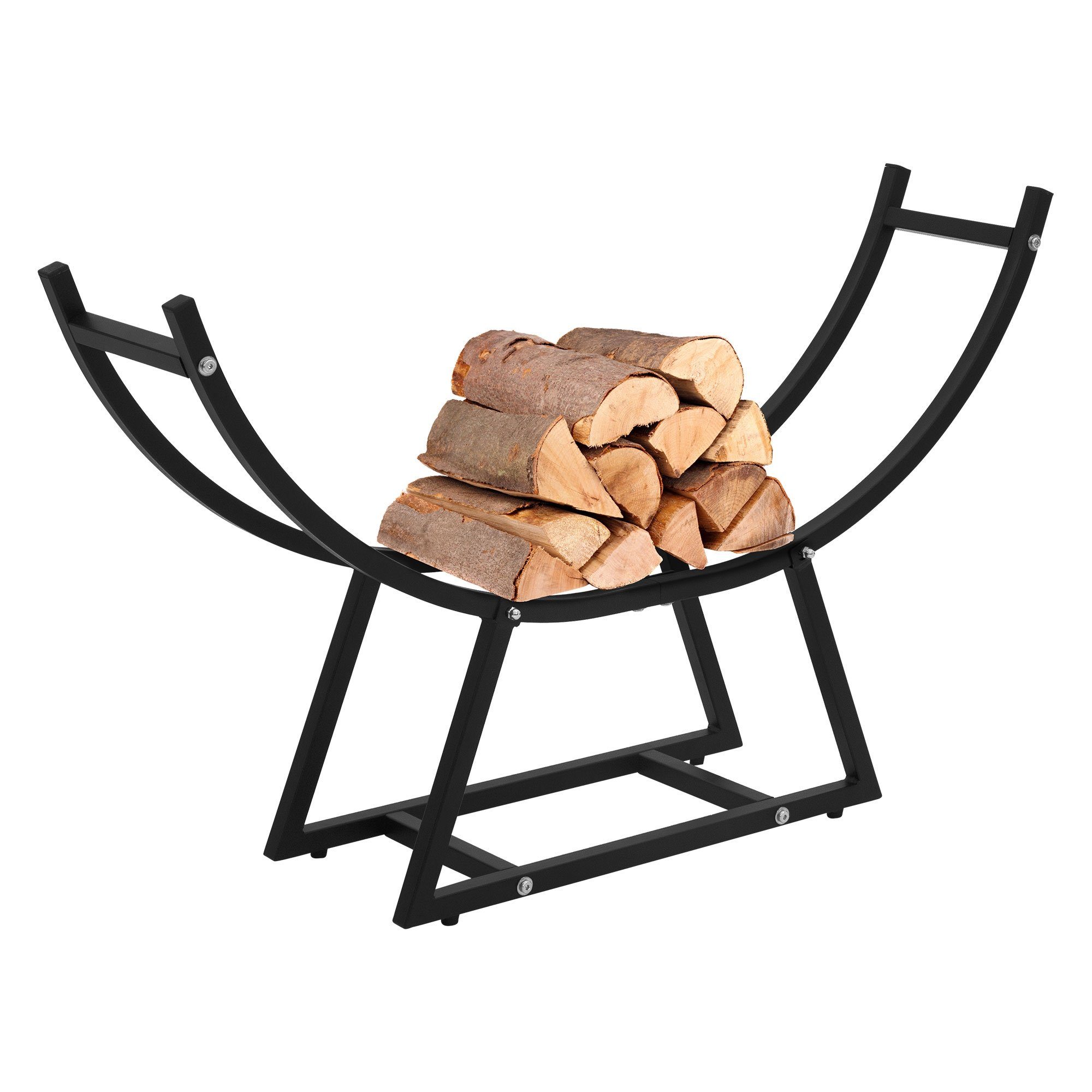 ML-DESIGN Kaminholzregal Brennholzregal Holzaufbewahrung Kaminholzständer Kaminholzhalter, BxTxH:21x94x55 cm, Schwarz 55x94x21cm rechteckig Metall Innen/Außen