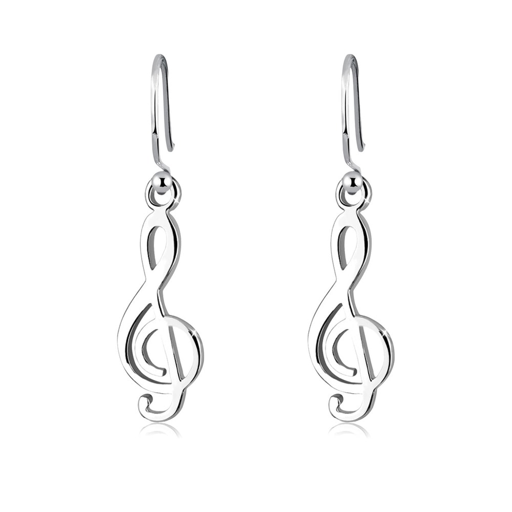 Elli Elli Boucles d'Oreilles Femmes Pendentif d'oreilles Clé Musique Cut-Out en Argent Boucles d'oreilles