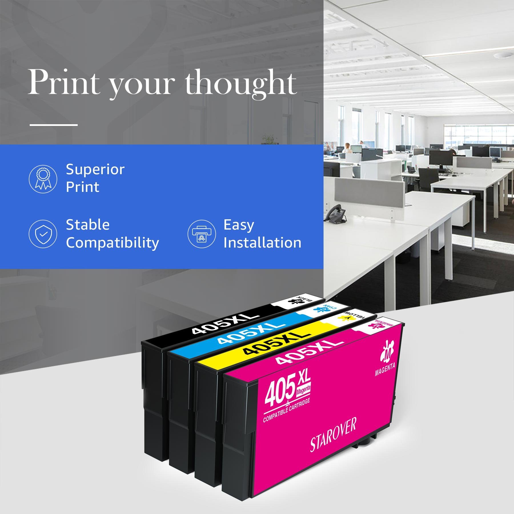 STAROVER 5er 405 XL Multipack Kompatible für Epson 405XL Tintenpatrone (epson workforce pro WF-3820 3825 4820 4825 4830 DWF, WF-7310DTW WF-7830DTWF WF-7835DTWF WF-7840DTWF)