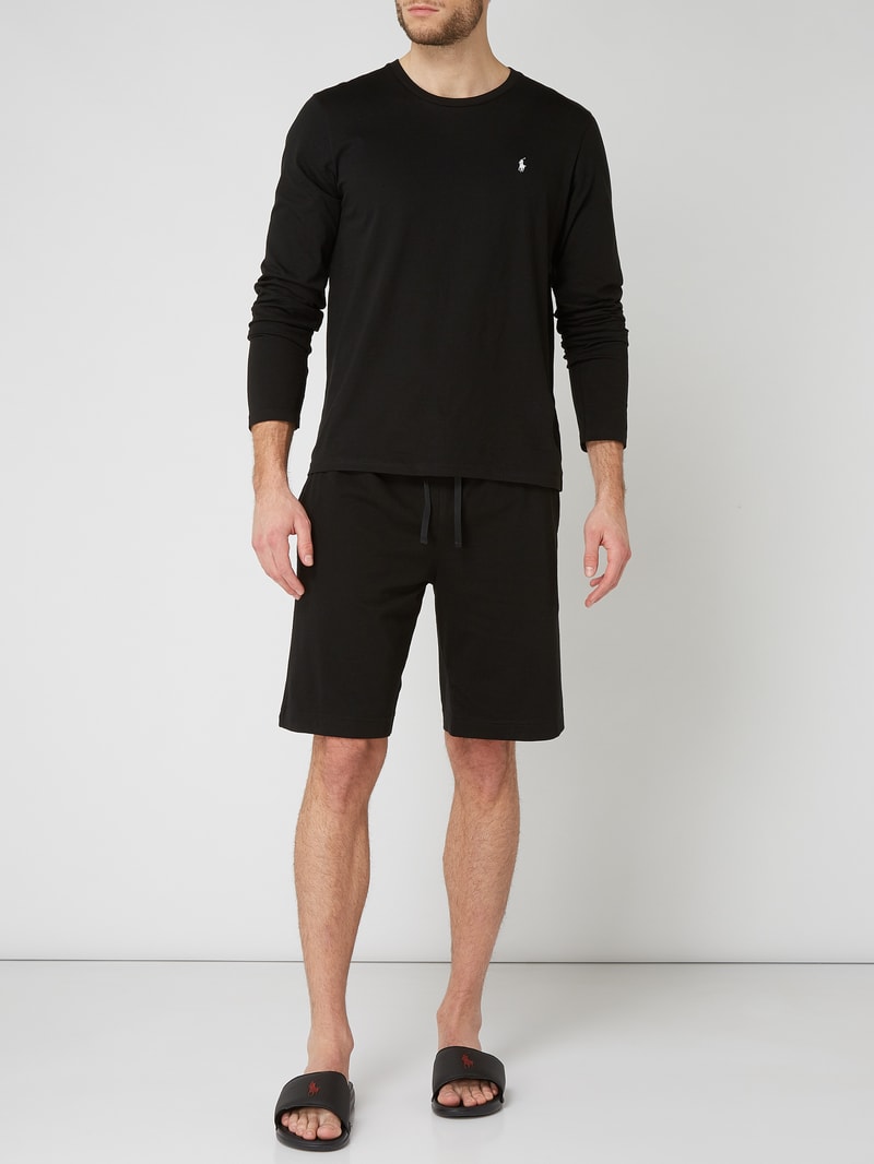 Shorts aus Jersey mit Logo-Stickerei in schwarz