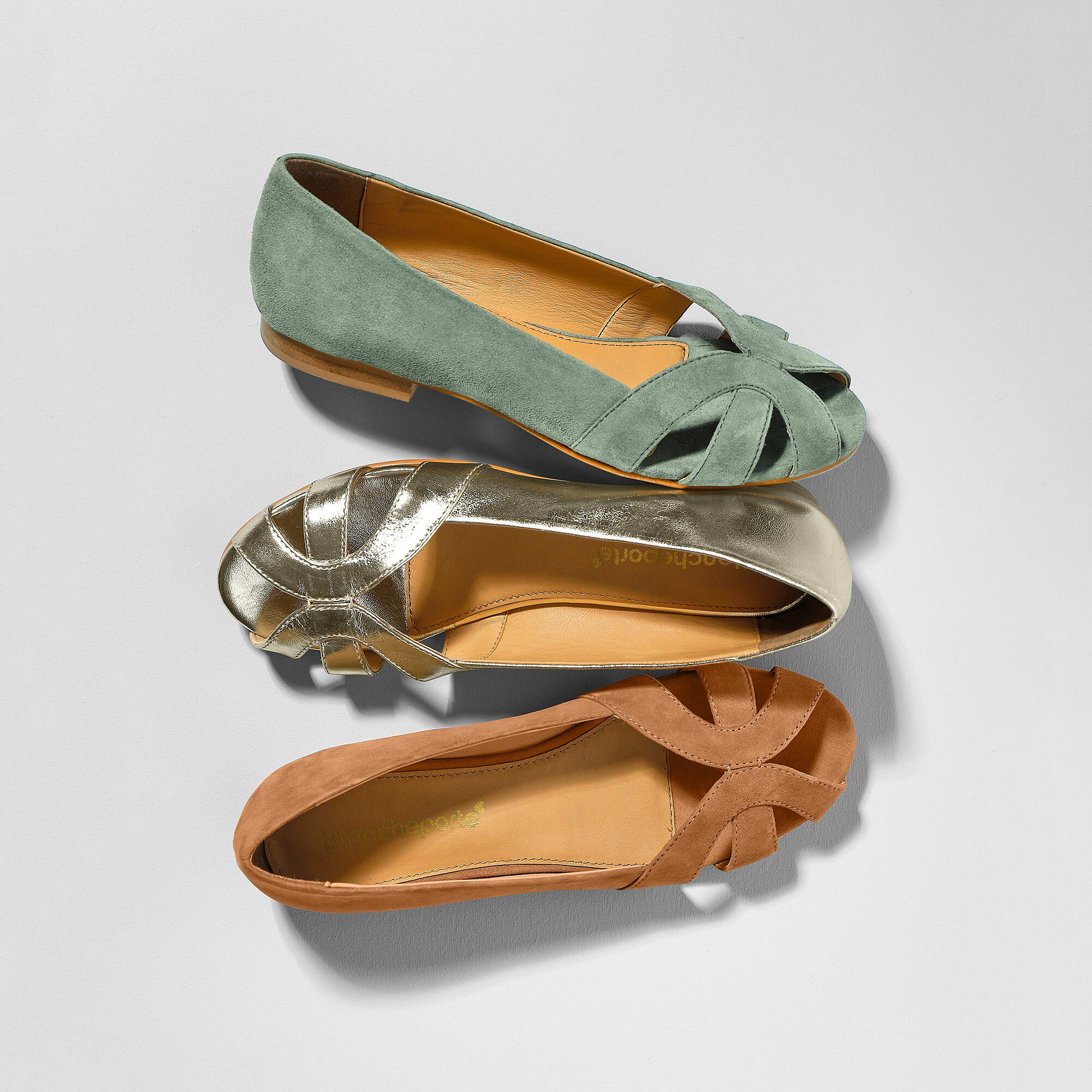 Ballerines à bout ouvert en cuir