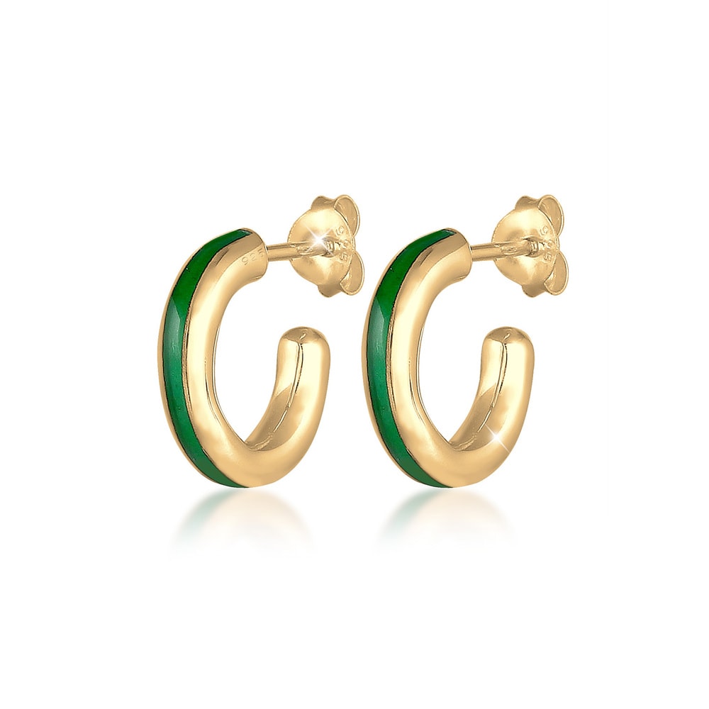 Elli Elli Boucles d'Oreilles Creole Antique Email Vert Boucles d'Oreilles Femme - Arge Boucles d'oreilles