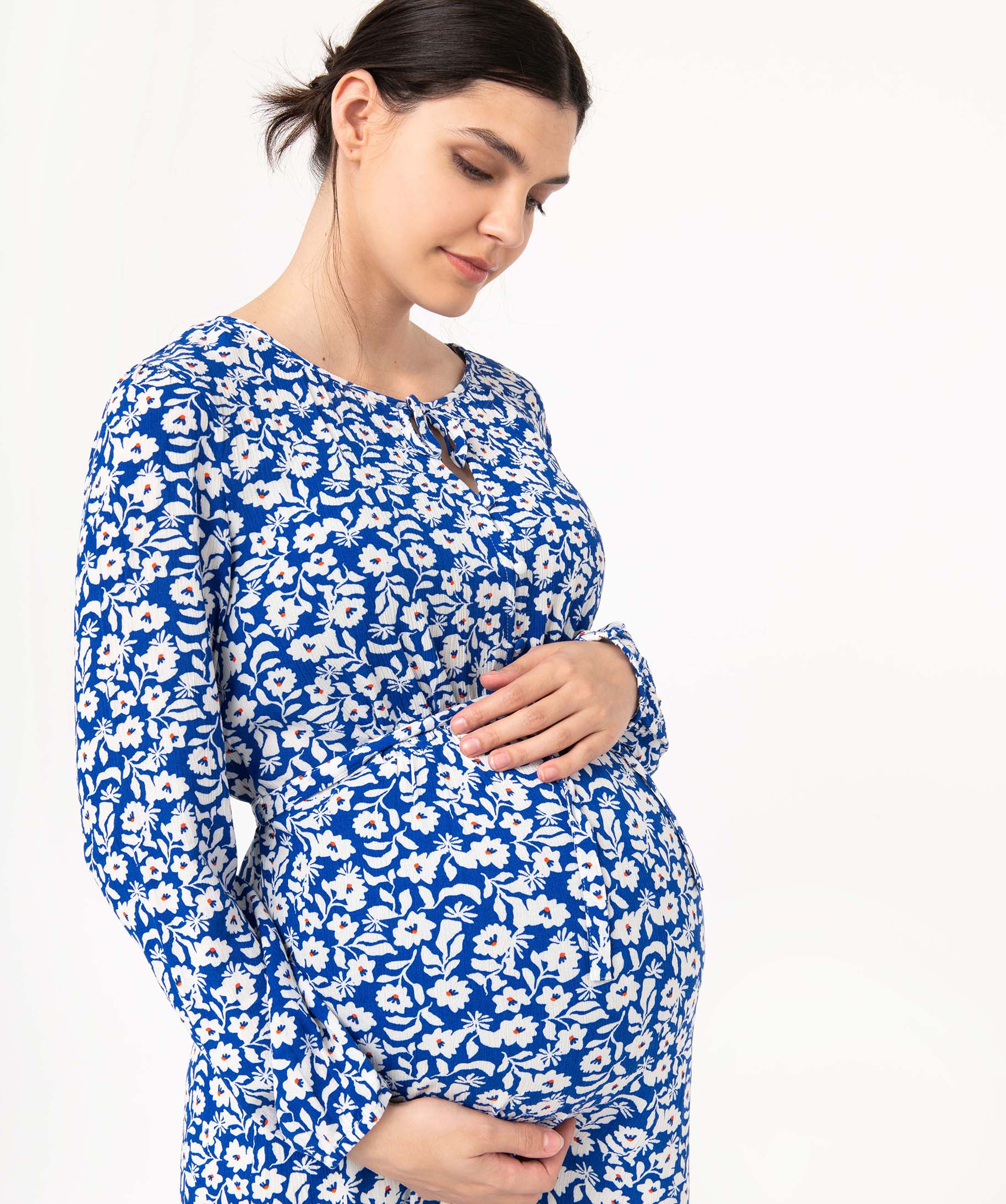 Robe de grossesse longue en viscose fleuri imprime | GEMO