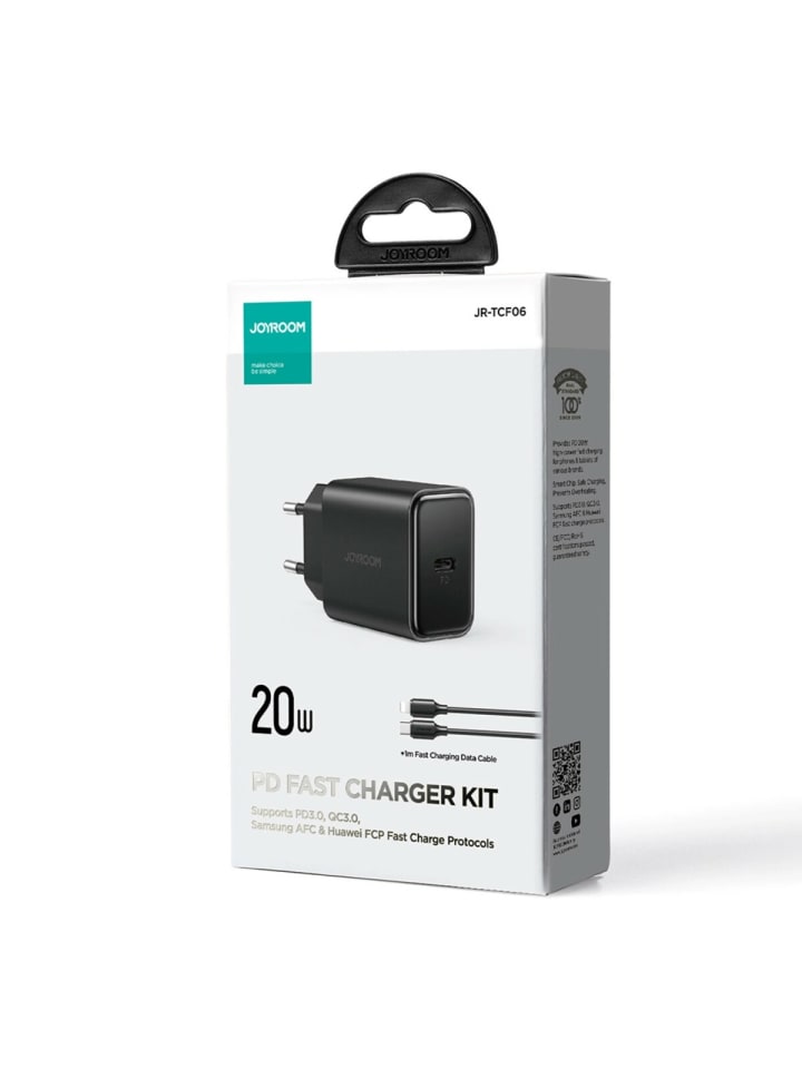 COFI 1453 Joyroom Ladegerät 20W mit 1m Kabel USB-C kompatibel mit iPhone in Schwarz günstig kaufen onesize