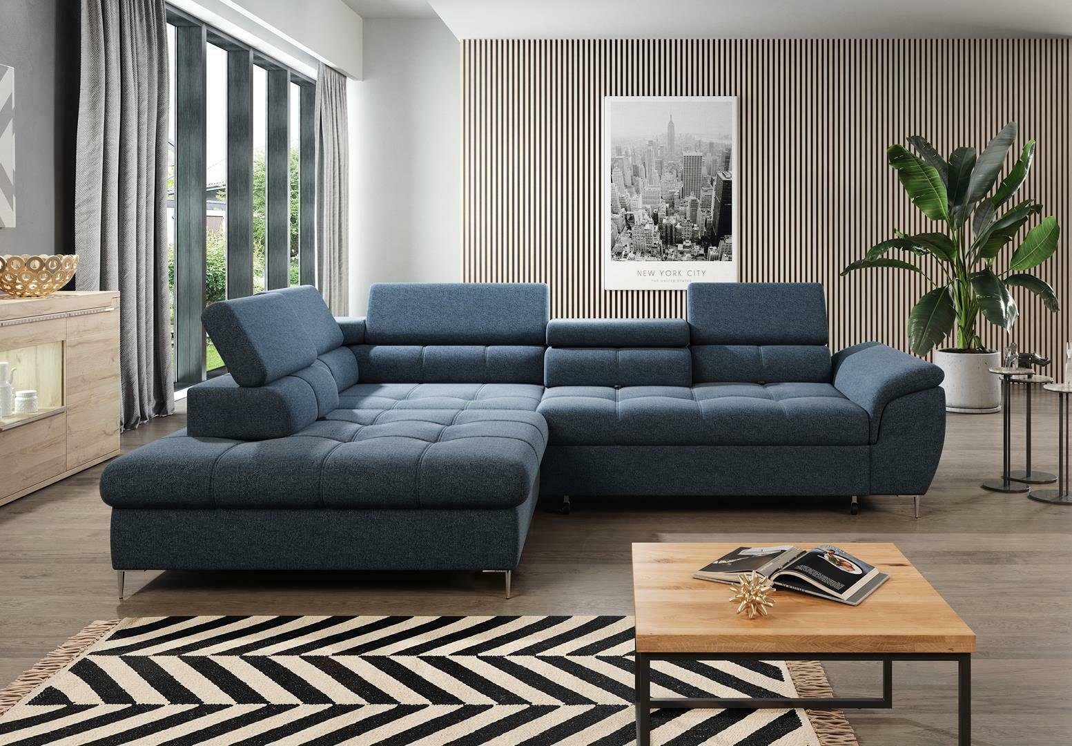 JVmoebel Ecksofa Schlafsofa Design Ecksofa L-form Bettfunktion Couch Textil Sofa, Mit Bettfunktion
