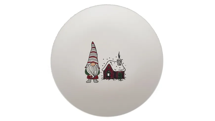 TRENDSHOP Teller X-MAS Wichtel mit Haus Ø 21,5cm