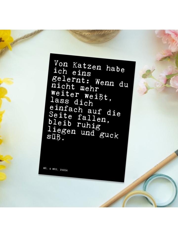 Mr. & Mrs. Panda Postkarte Von Katzen habe ich... mit Spruch in Schwarz günstig kaufen onesize