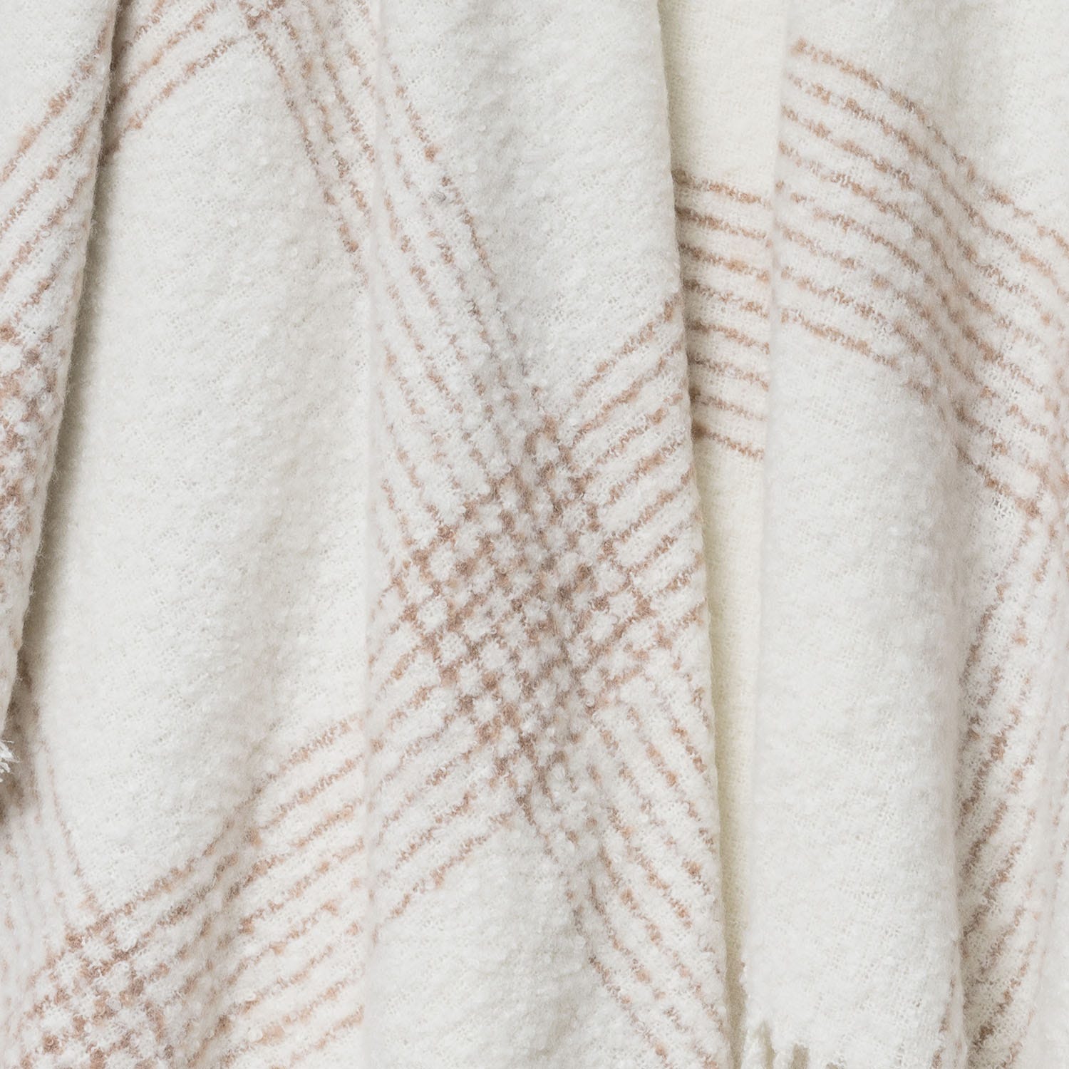 Poncho TEXTO écru à rayures-carreaux - taille unique
