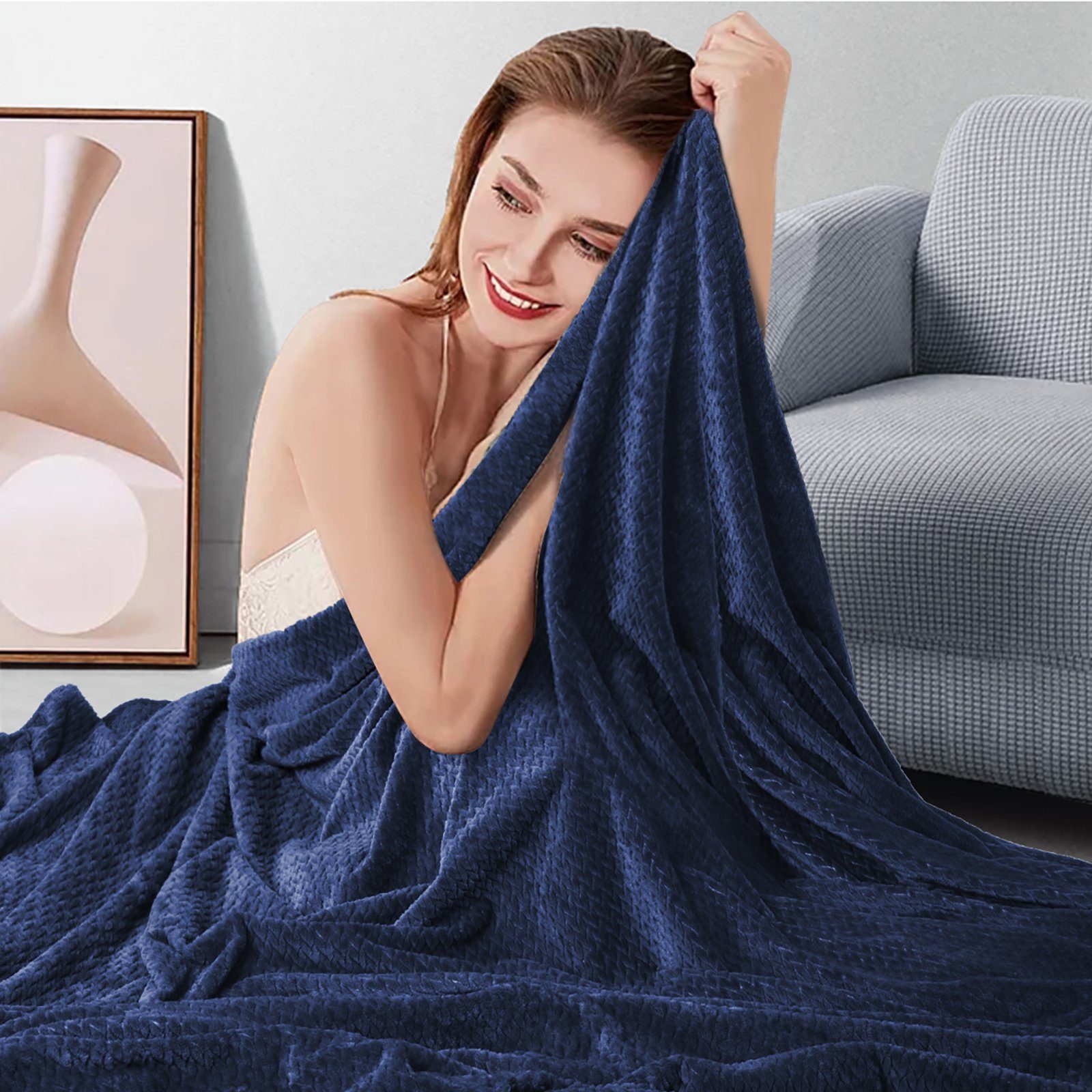 Wohndecke Fleecedecke, 150x200CM Kuscheldecke, 350 g/m², superweiche Wolldecken, Elegear, flauschige Flanell Tagesdecke für alle Jahreszeiten für Bett/Sofa
