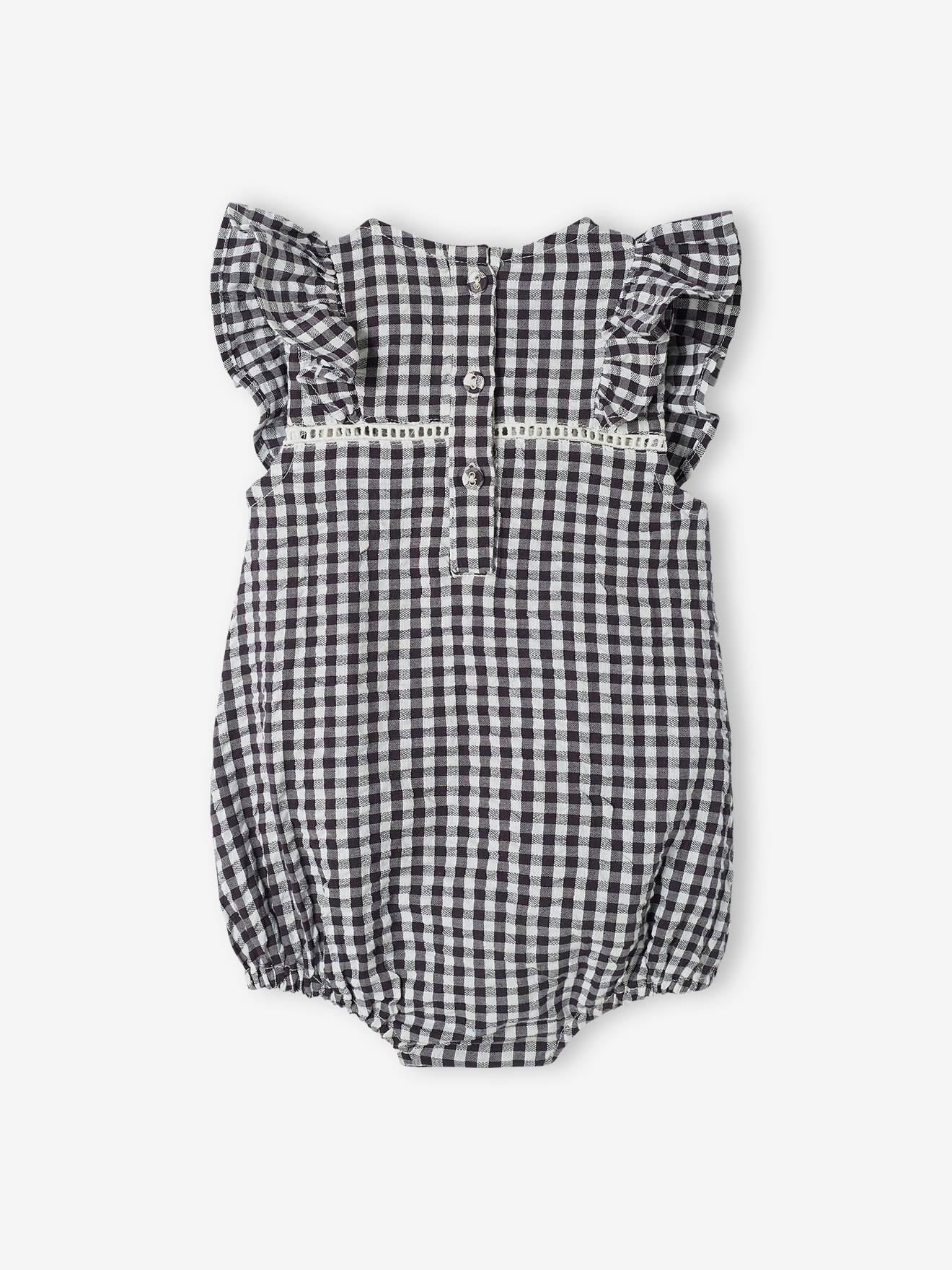 Barboteuse bébé vichy gris