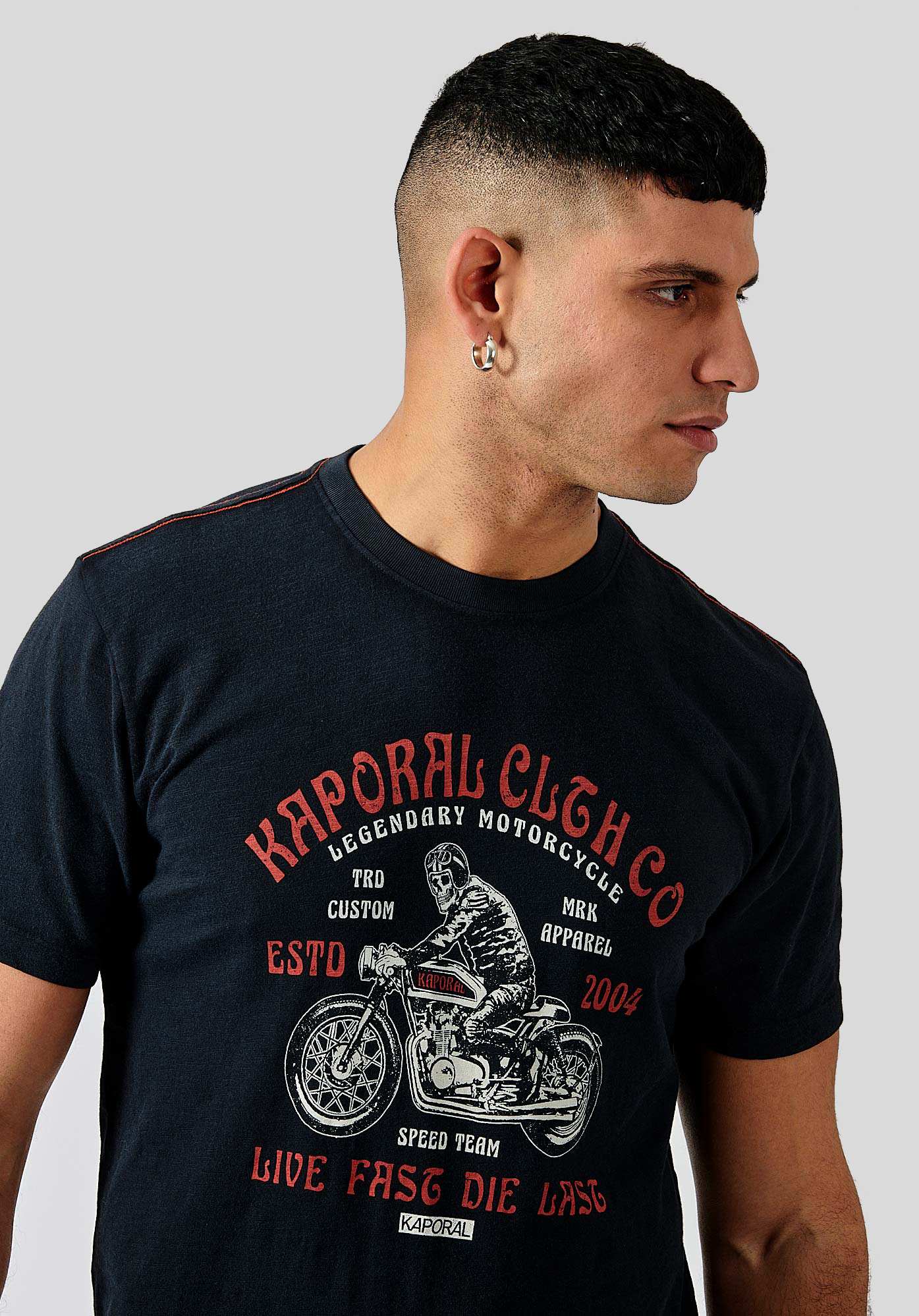 BIKE   T-shirt noir homme 100% coton