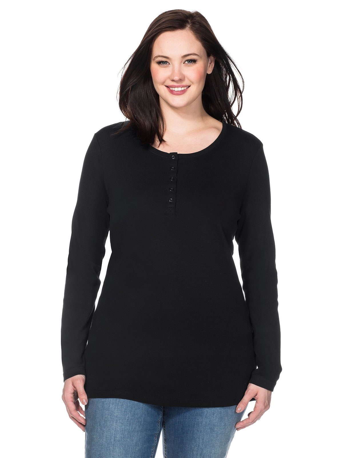 Sheego Langarmshirt Große Größen mit Serafinokragen