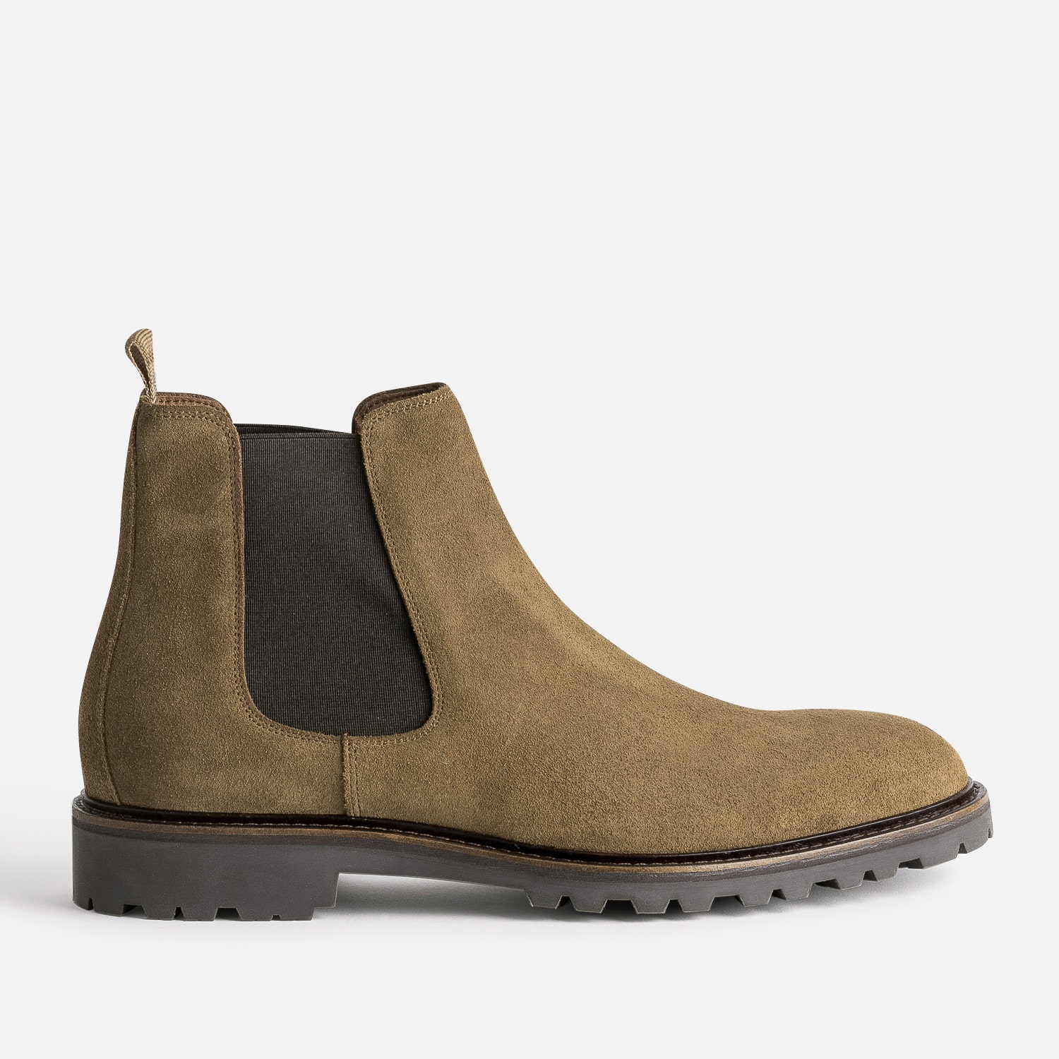 Chelsea boots beige foncé en cuir velours