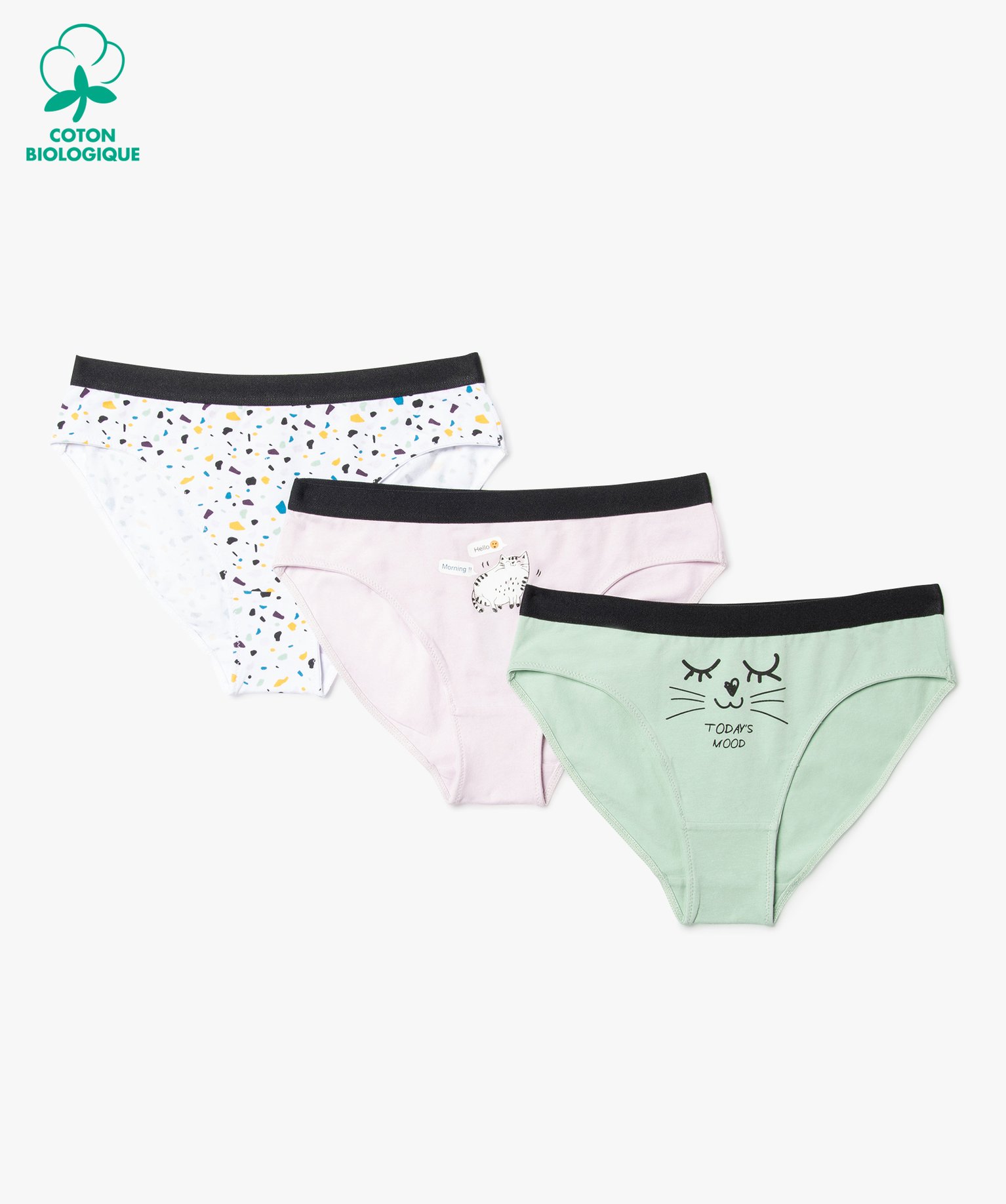 Culottes fille imprimées avec ceinture contrastante (lot de 3) multicolore | GEMO