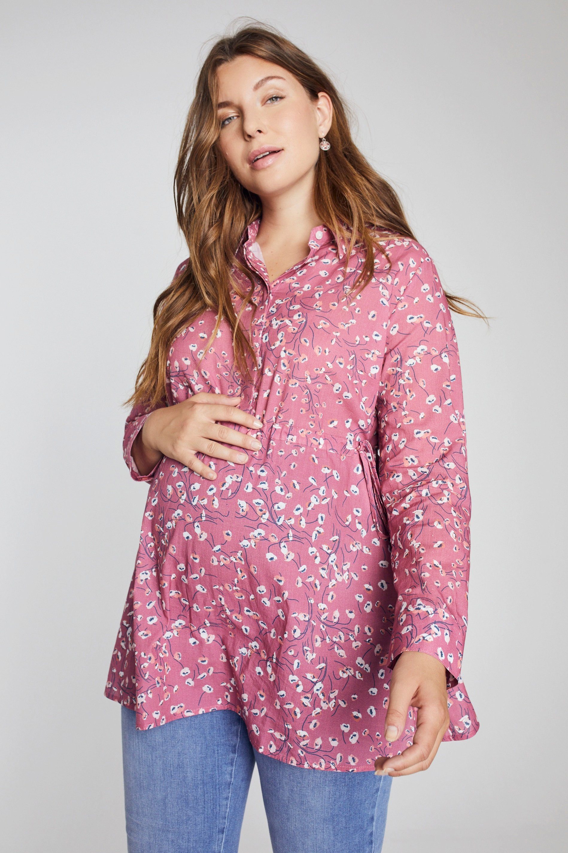 Ulla Popken Umstandsbluse Bellieva-Hemdbluse Still-Funktion Langarm GOTS