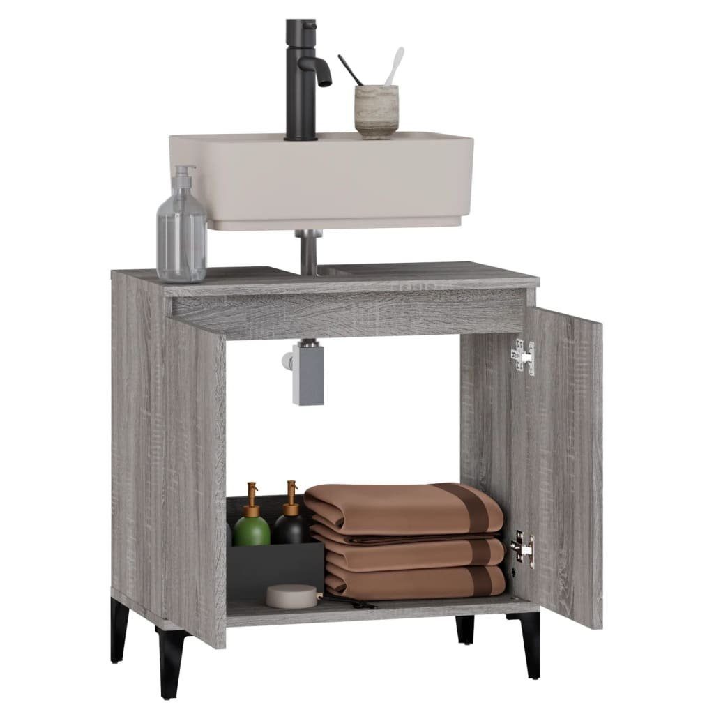 vidaXL Badezimmerspiegelschrank Waschbeckenunterschrank Grau Sonoma 58x33x60 cm Holzwerkstoff (1-St)