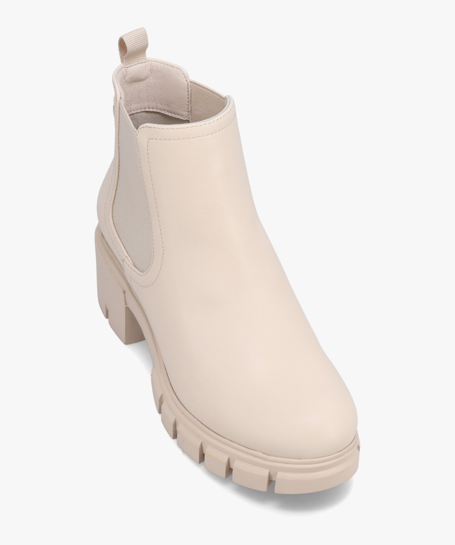 Boots femme Chelsea unies à talon large et semelle crantée blanc | GEMO