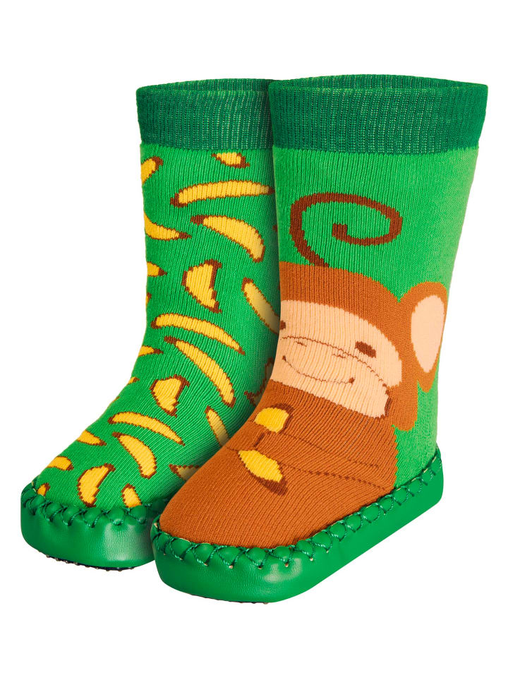 Playshoes Hüttenschuh Affe in Grün günstig kaufen