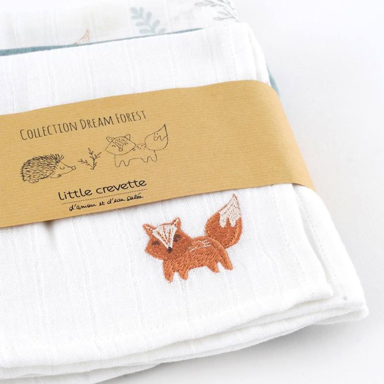 Lot de 3 langes en coton bio* Dream Forest beige
