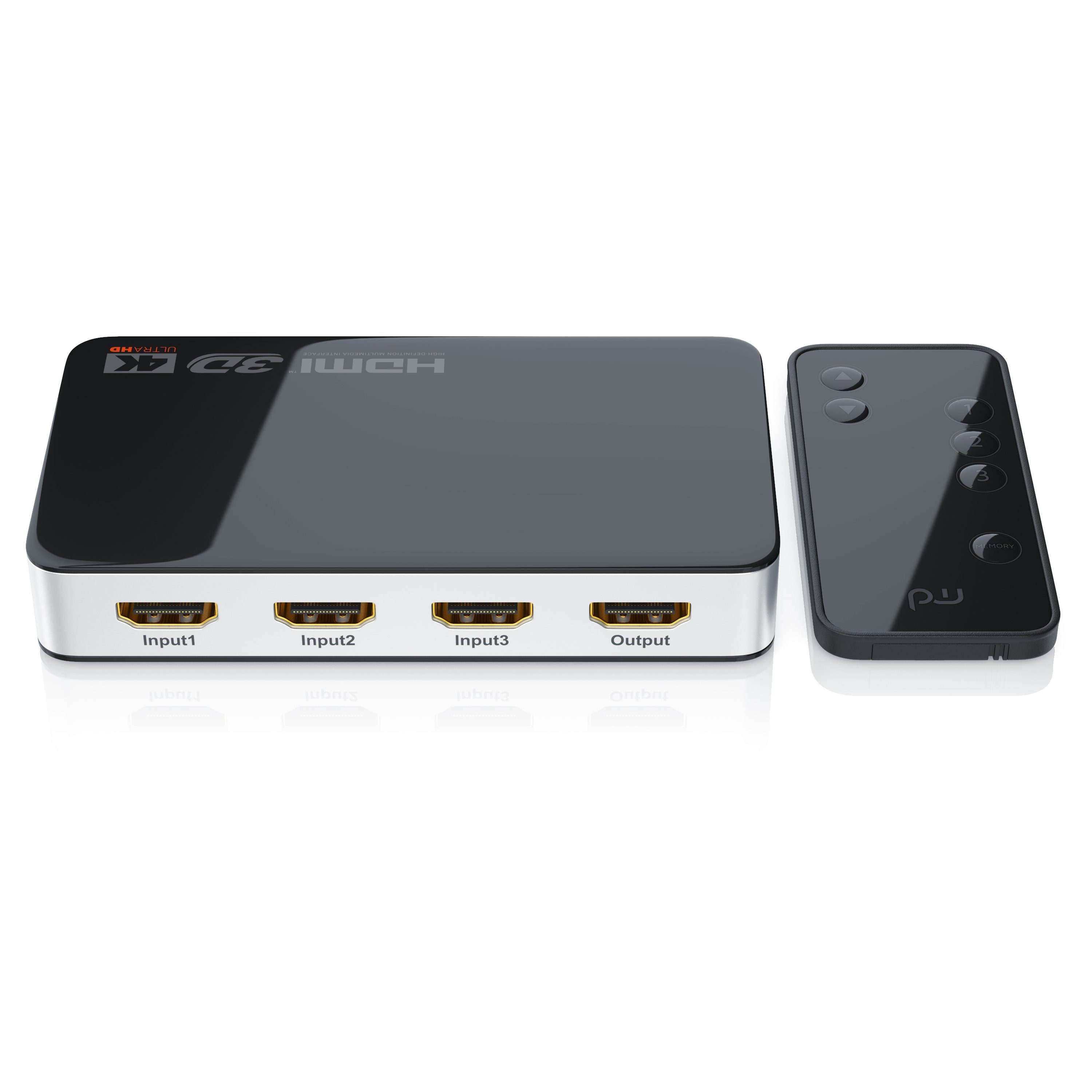 Primewire Audio / Video Matrix-Switch, 3-Port HDMI UHD Switch, Verteiler 4k 60Hz Umschalter mit Fernbedienung