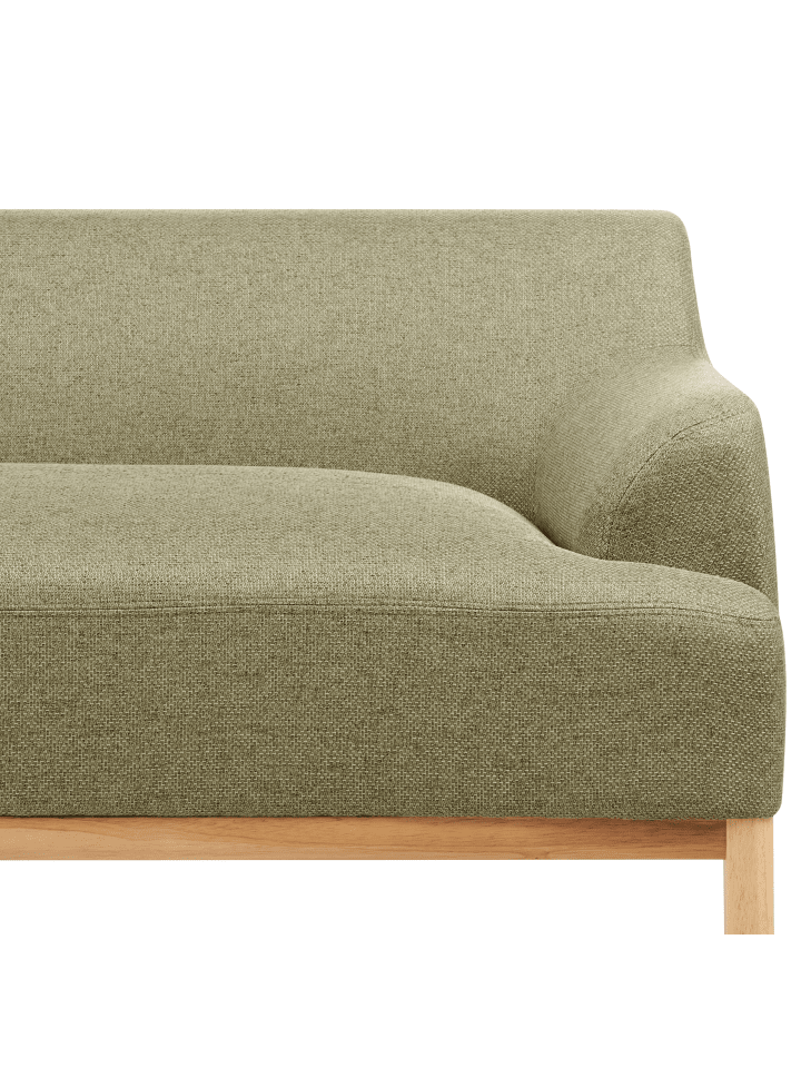 Beliani Ecksofa SOSJO in Grün/Heller Holzfarbton - (W) 251 x (H) 74 x (L) 132 cm günstig kaufen onesize
