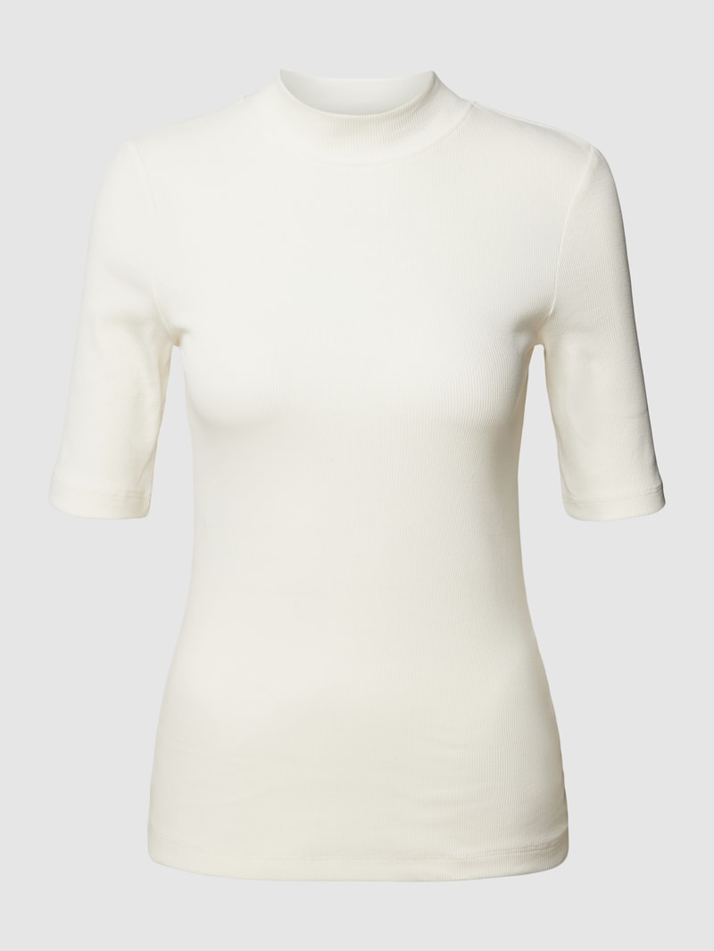 T-Shirt in Feinripp-Optik in offwhite