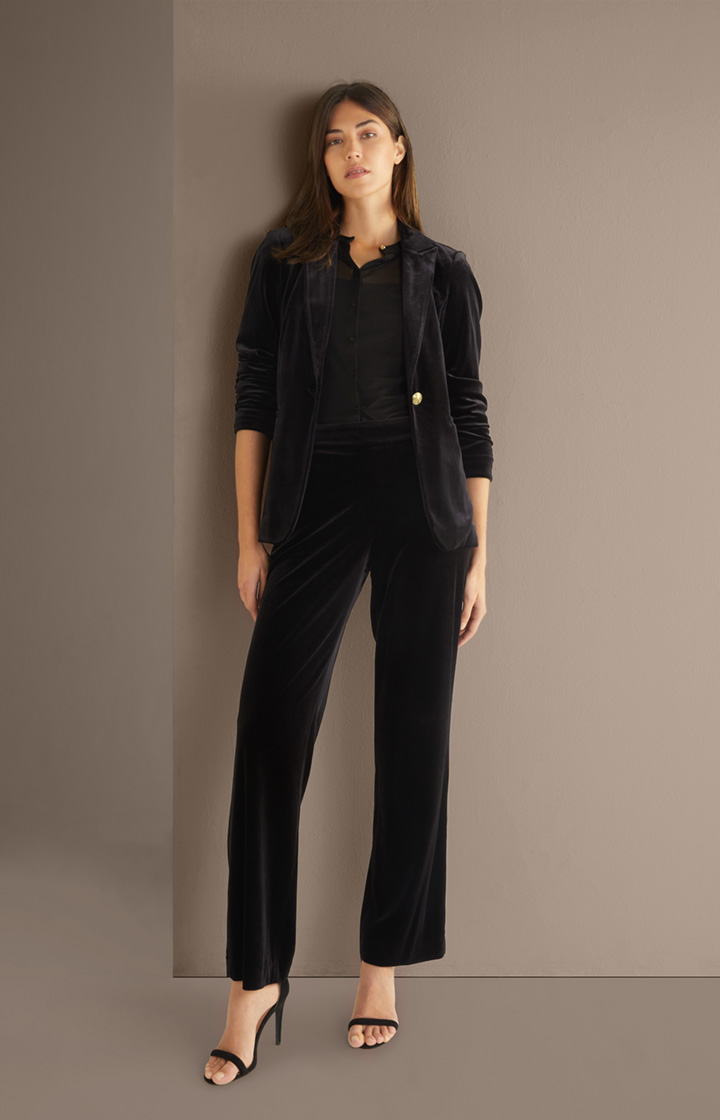Samt-Blazer in Schwarz