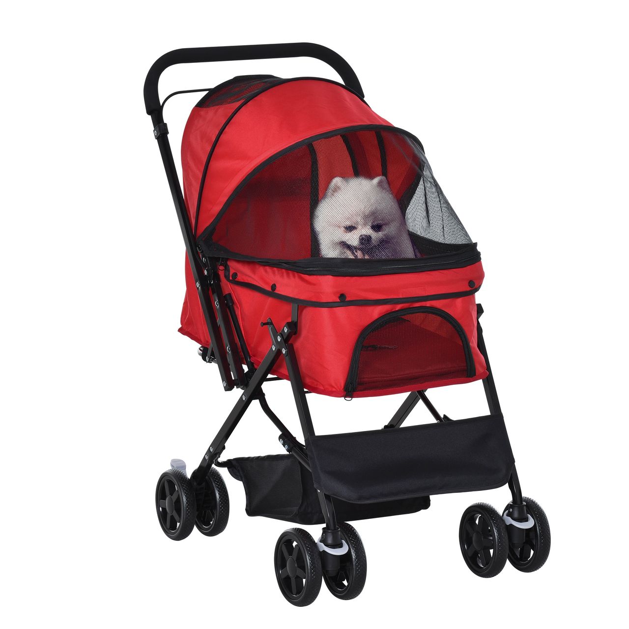 PawHut Hundebuggy Hundewagen für kleine Hunde Katzen Pet Stroller Oxford Rot