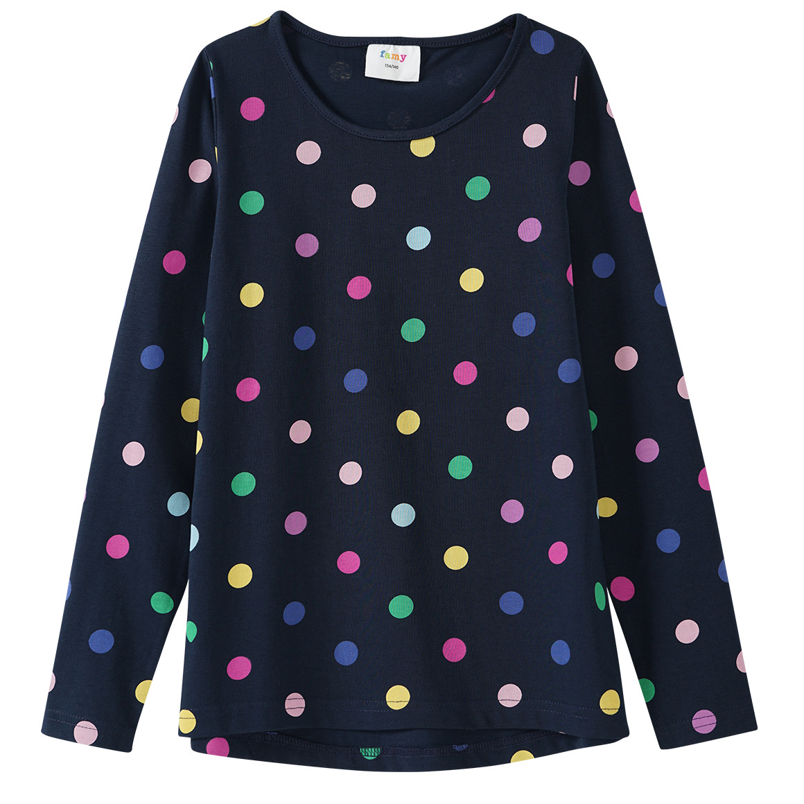 Mädchen Langarmshirt mit Punkte-Allover