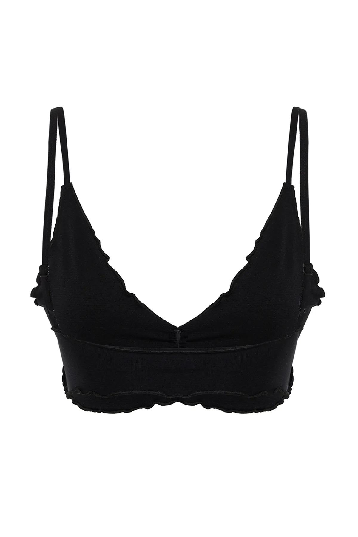 Trendyol Collection  Schwarzer nahtloser/nahtloser Strick-BH mit Seilträgern ohne Kappe, Bralette, THMAW24SU00033